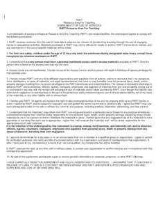 RAFT Resource Area For Teaching AGREEMENT FOR USE OF SERVICES RAFT Resource Area For Teaching In consideration of access privileges to Resource Area For Teaching (RAFT) and related facilities, the undersigned agrees to c
