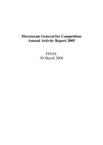 Annual Activity Report of DG Competition