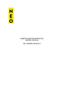 Listing Manual - Aequitas Neo Exchange Inc.