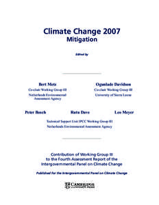 Climate Change 2007 Mitigation Edited by Bert Metz