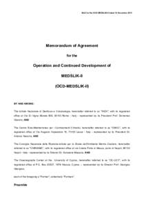 MoA for the OCD-MEDSLIK-II dated 18 NovemberMemorandum of Agreement for the  Operation and Continued Development of