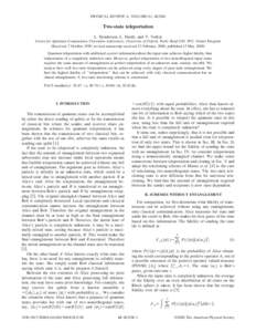 PHYSICAL REVIEW A, VOLUME 61, Two-state teleportation L. Henderson, L. Hardy, and V. Vedral Centre for Quantum Computation, Clarendon Laboratory, University of Oxford, Parks Road OX1 3PU, United Kingdom 共Receiv