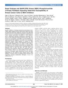 Research Article  Basal Subtype and MAPK/ERK Kinase (MEK)-Phosphoinositide 3-Kinase Feedback Signaling Determine Susceptibility of Breast Cancer Cells to MEK Inhibition 1