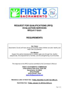 REQUEST FOR QUALIFICATIONS (RFQ) EVALUATION SERVICES RFQ #REQUIREMENTS