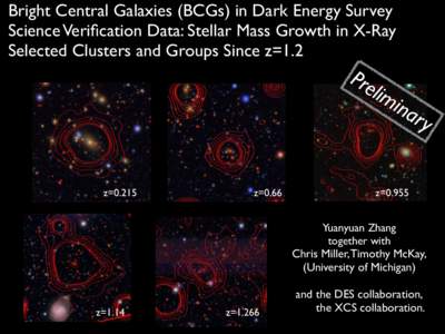 Bright Central Galaxies (BCGs) in Dark Energy Survey 	 
 Science Verification Data: Stellar Mass Growth in X-Ray Selected Clusters and Groups Since z=1.2  Pre