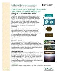 Spatial Modeling of Geographic Patterns in Biodiversity and Biofuel Production How can the US develop sustainable biomass energy? An important future challenge currently facing the U.S. will be to ensure that bioenergy s