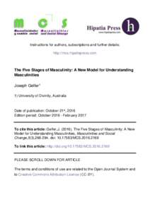 Instructions for authors, subscriptions and further details: http://mcs.hipatiapress.com The Five Stages of Masculinity: A New Model for Understanding Masculinities Joseph Gelfer1