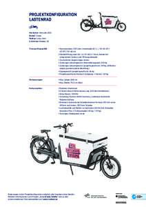 PROJEKTKONFIGURATION LASTENRAD Hersteller: Hercules (DE) Modell: Cargo Radtyp: Long John E-Antrieb: Pedelec 25