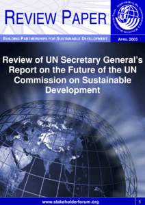 REVIEW PAPER BUILDING PARTNERSHIPS FOR SUSTAINABLE DEVELOPMENT APRILReview of UN Secretary General’s