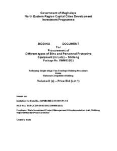 Government of Meghalaya North Eastern Region Capital Cities Development Investment Programme BIDDING