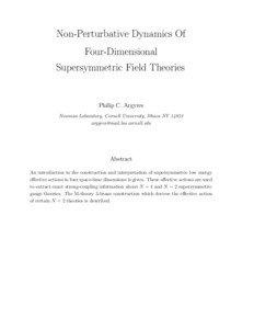 Non-Perturbative Dynamics Of Four-Dimensional Supersymmetric Field Theories