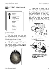 Chapter 1: Know Yourself — Socrates  LESSON 5: LEFT-BRAIN/RIGHTBRAIN analysis bi-lateral
