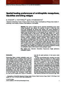 Medical and Veterinary Entomology (2010), doi: j00875.x  Spatial feeding preferences of ornithophilic mosquitoes, blackflies and biting midges ´1 ´ 1 , J. V O T Y