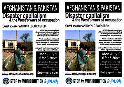 AFGHANISTAN & PAKISTAN  AFGHANISTAN & PAKISTAN Disaster capitalism