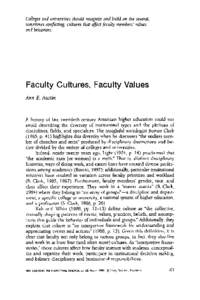Faculty cultures, faculty values