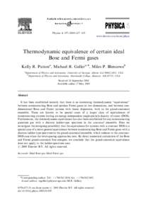 ARTICLE IN PRESS  Physica A–435 www.elsevier.com/locate/physa  Thermodynamic equivalence of certain ideal