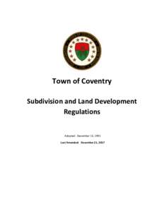 Town of Coventry Subdivision and Land Development Regulations