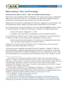 Bible Prophecy, Time, and Chronology
