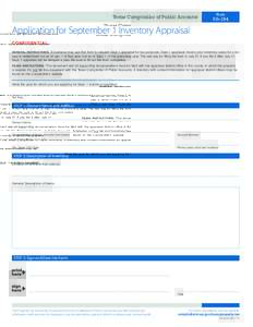 Application for September 1 Inventory Appraisal