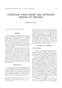 Journal of Marine Science and Technology, Vol. 12, No. 4, pp[removed][removed]COPEPODS FROM SHORE AND OFFSHORE WATERS OF PAKISTAN