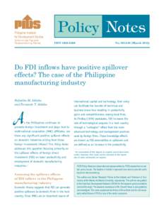 Philippine Institute for Development Studies Surian sa mga Pag-aaral Pangkaunlaran ng Pilipinas  Policy Notes