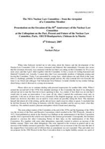 50th Anniversary of the Nuclear Law Committee: Colloquium on the Past, Present and Future of the Nuclear Law Committee - The NEA Nuclear Law Committee – from the viewpoint of a Committee Member