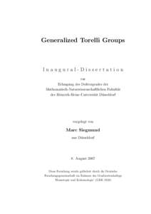 Generalized Torelli Groups  Inaugural-Dissertation zur Erlangung des Doktorgrades der Mathematisch-Naturwissenschaftlichen Fakult¨at