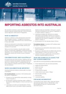 Fact Sheet - Importing Asbestos into Australia