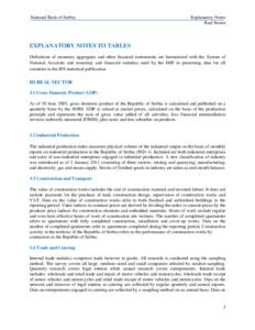 National Bank of Serbia  Explanatory Notes Real Sector  EXPLANATORY NOTES TO TABLES
