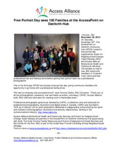 Free Portrait Day sees 100 Families at the AccessPoint on Danforth Hub (Toronto, ON) November 29, 2012: On Saturday,