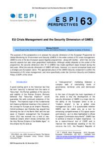 EU Crisis Management and the Security Dimension of GMES  ESPI PERSPECTIVES