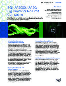 SGI UV 2000, UV 20™ Data Sheet ® SGI UV 2000, UV 20: Big Brains for No-Limit Computing