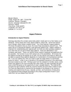 Page 1 AstrolDeluxe Chart Interpretation for Barack Obama Barack Obama Friday, August 04, 1961 7:24:00 PM Politician, Senator, President