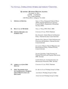 National Infrastructure Advisory Council Quarterly Business Meeting Agenda[removed]
