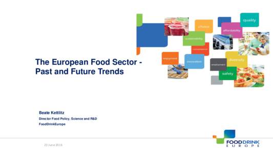 The European Food Sector Past and Future Trends  Beate Kettlitz Director Food Policy, Science and R&D FoodDrinkEurope