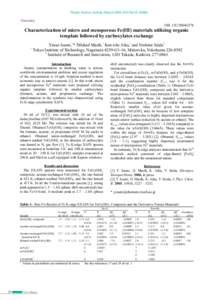 Photon Factory Activity Report 2005 #23 Part BChemistry 10B, 12C/2004G278  Characterization of micro and mesoporous Fe(III) materials utilizing organic