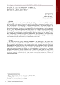 Revista Uruguaya de Historia Económica, noviembre 2015, Vol V (8):ISSN: ARTÍCULO INCOME DISTRIBUTION IN RURAL BUENOS AIRES, 