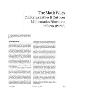 comm-calif2.qxp:27 PM Page 817  The Math Wars California Battles It Out over Mathematics Education Reform (Part II)