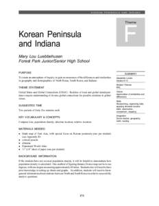 KOREAN PENINSULA AND INDIANA  F Theme  Korean Peninsula
