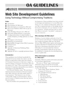 OA GUIDELINES ® Web Site Development Guidelines Using Technology Without Compromising Traditions Index