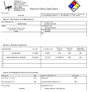 Dal-Tile 469 Frit Material Safety Data Sheet
