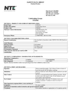 SAFETY DATA SHEET Finished Product Date-Issued: SDS Ref. No: NTE303 Date-Revised: 