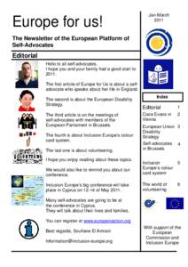 Europe for us!  Jan-MarchThe Newsletter of the European Platform of