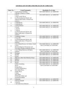 CENTRAL LIST OF OBCs FOR THE STATE OF TAMILNADU  Entry No.