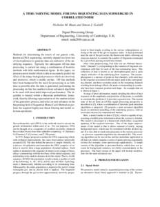 A TIME-VARYING MODEL FOR DNA SEQUENCING DATA SUBMERGED IN CORRELATED NOISE Nicholas M. Haan and Simon J. Godsill Signal Processing Group Department of Engineering, University of Cambridge, U.K. email: 