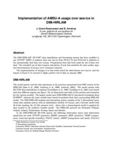 Implementation of AMSU-A usage over sea-ice in DMI-HIRLAM J. Grove-Rasmussen and B. Amstrup E-mail:  and   Danish Meteorological Institute