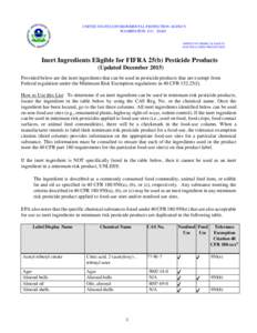 Inert Ingredients Eligible for FIFRA 25(b) Pesticide Products, US EPA
