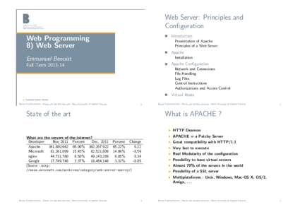 Web Server: Principles and Configuration  Web Programming 8) Web Server