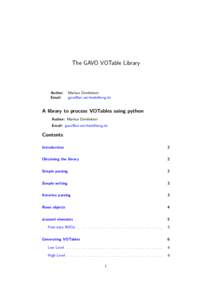 The GAVO VOTable Library  Author:
