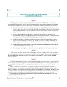 Page 1  Decree No. 921 of 13 June 1980 on the utilization of Marine Natural Resources  Article 1